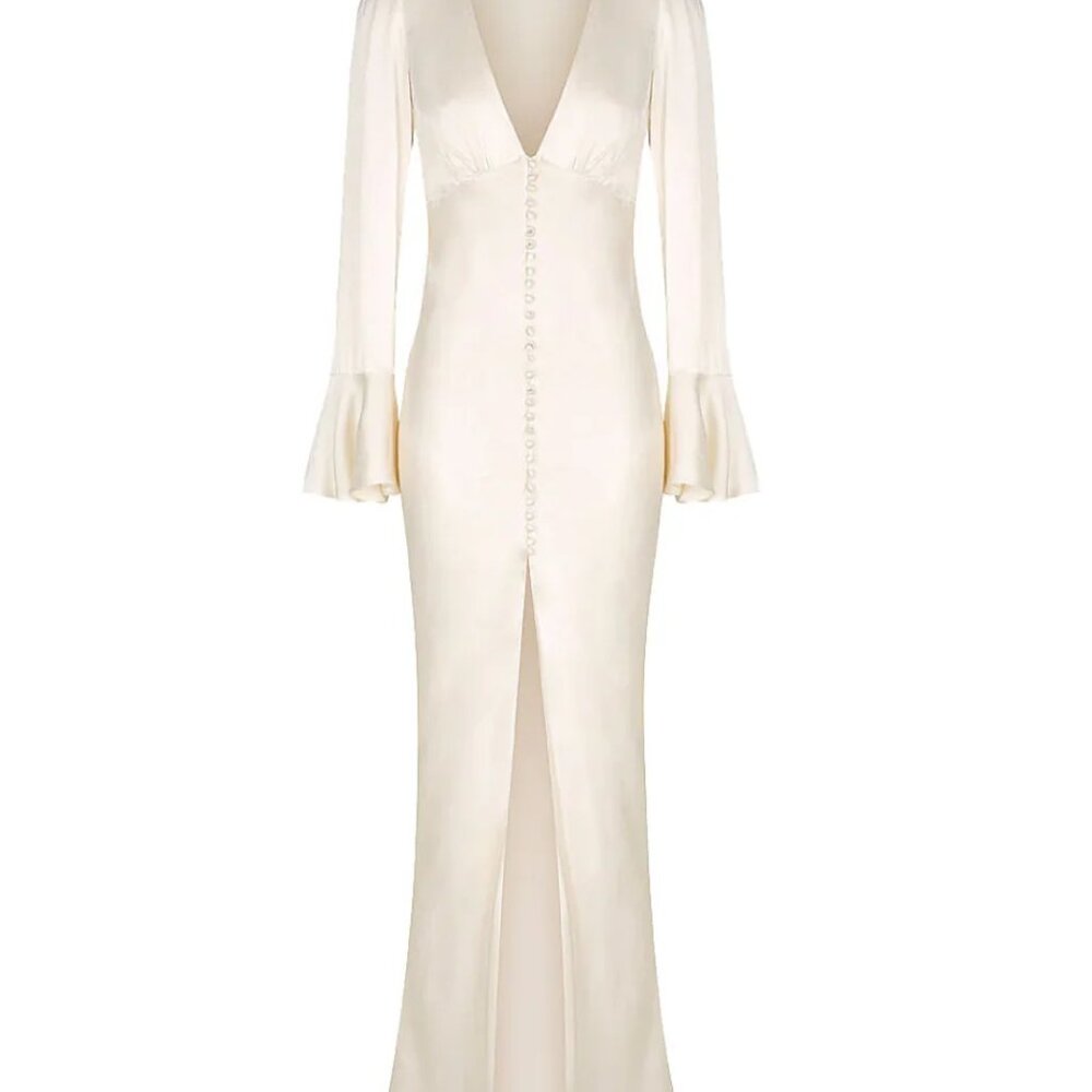NEW Shona Joy La Lune Frill Cuff Bias Midi Dress - Picture 3 of 10